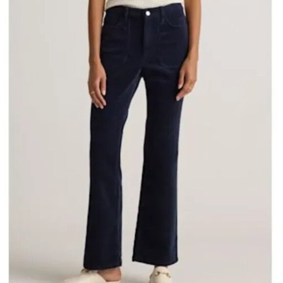 Quince Corduroy Flare Pants Women's Size 6 Navy Blue Stretch Organic Cotton - Picture 1 of 7
